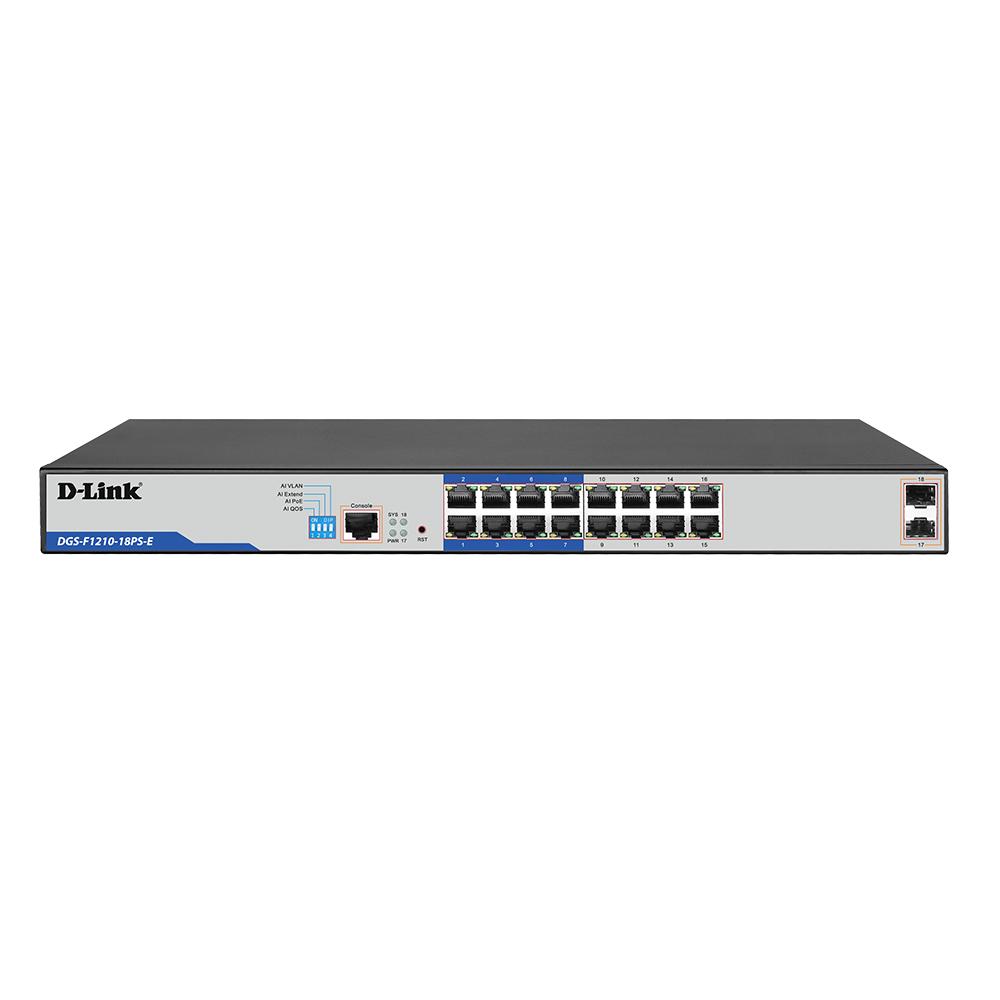 D-Link DGS-F1210-18PS-E D-Link DGS-F1210-18PS-E 18-Port Gigabit Smart PoE+ Switch - Image 1